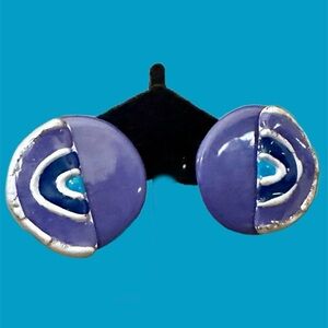Vintage NOS 1980’s Rainbow Earrings Purple Turquoise silver Light Weight Resin